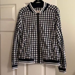 Dark navy and white gingham bomber 💣